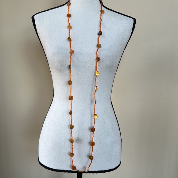 Long Beaded Boho Necklace with Capiz Shell Beads - Picture 5 of 6